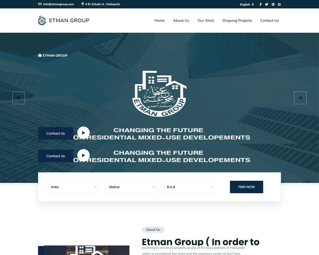 Etman Group project by Luminari, Web Development, Property Search case study