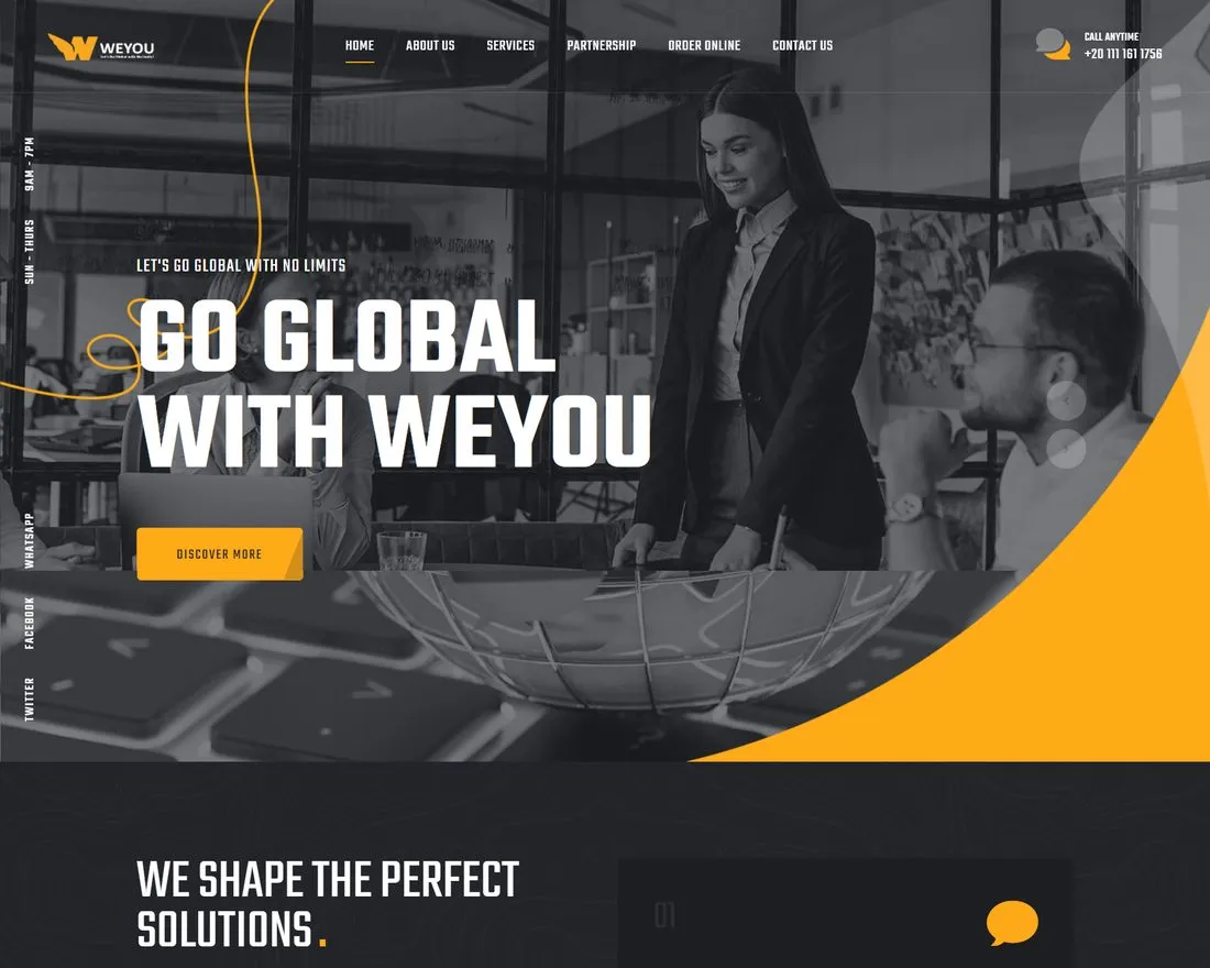 مشروع WeYou Global من تنفيذ Luminari، دراسة حالة تطوير مواقع، موقع مؤسسي